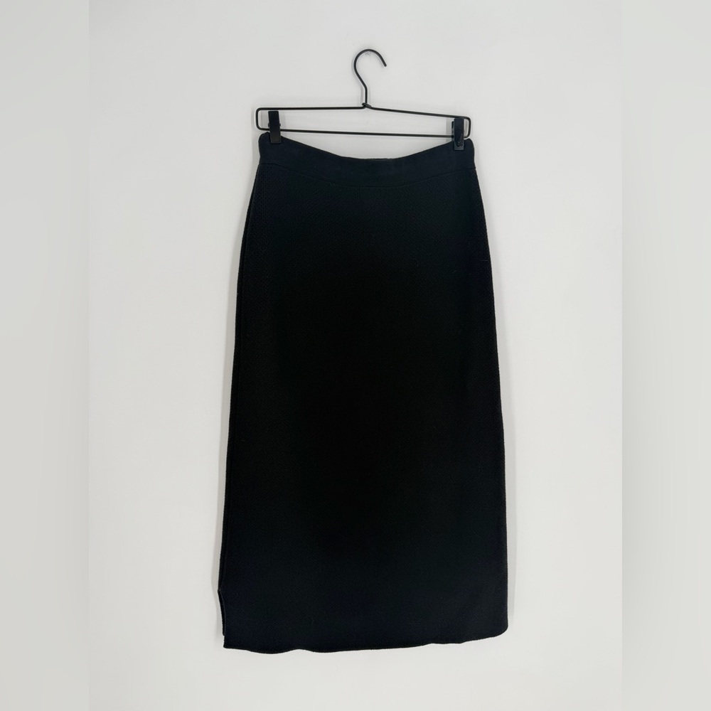 James Street Co. Mari Long Knitted Drawstring Black Midi Skirt - Picture 4 of 6